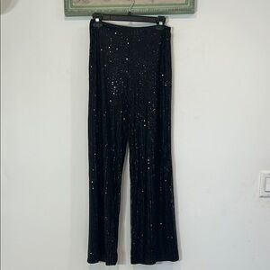 Brand New Cupshe Black Sequin wide leg women’s Pants trousers medium new w tags
